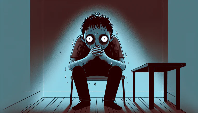 Anxious person holding head in hands