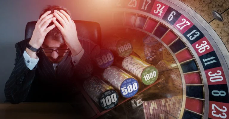 Gambling addiction shown in an individual.