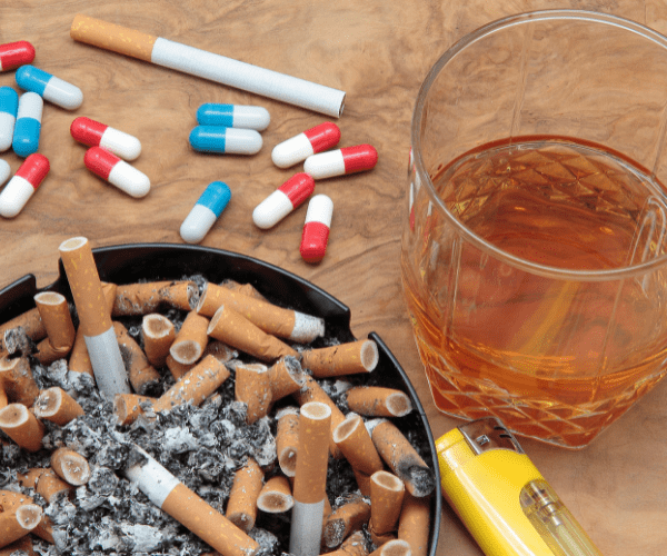 drug alcohol and ashtray - rehab process