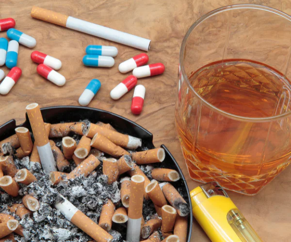 drug alcohol and ashtray - rehab process