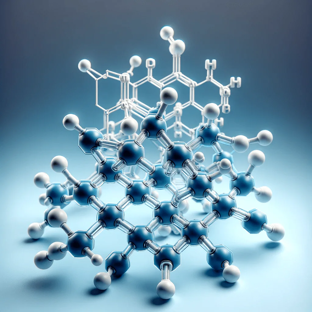 A molecular structure of a nitazene compound showing a complex arrangement of atoms and bonds with a focus on the benzimidazole structure