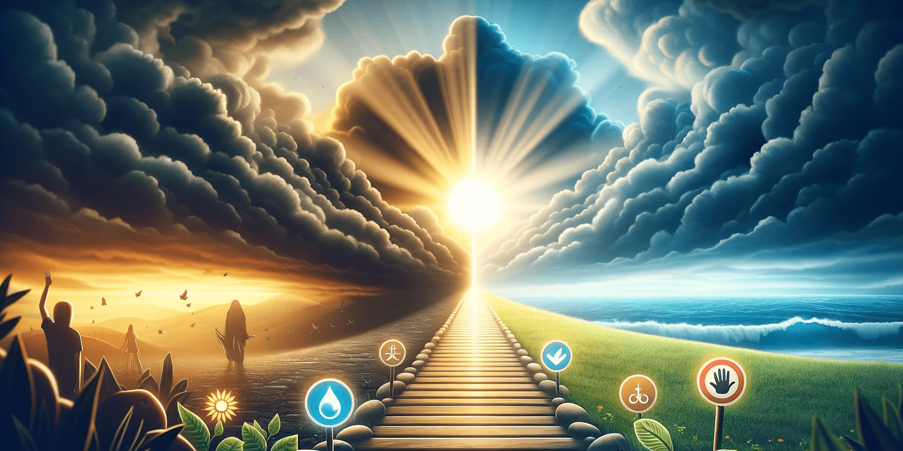An inspirational and symbolic image representing the journey to sobriety, stoping drinking alcohol and a healthier lifestyle free from alcohol addiction.-min An inspirational and symbolic image representing the journey to sobriety, stoping drinking alcohol and a healthier lifestyle free from alcohol addiction.