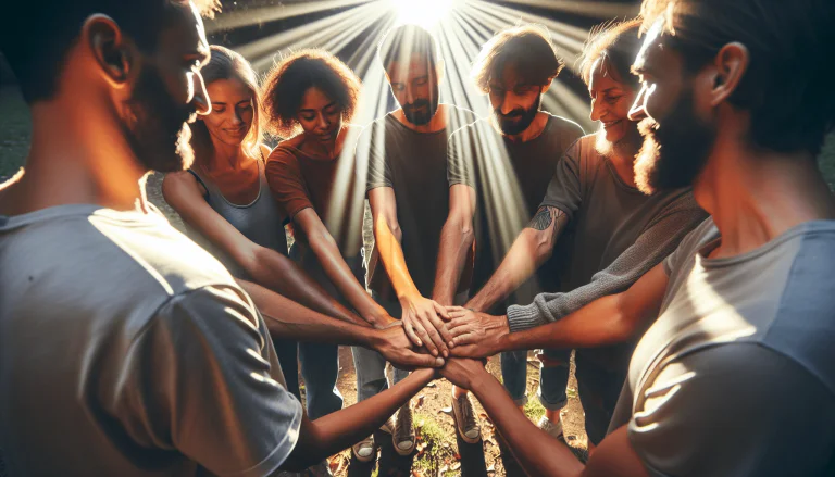 Circle of supportive friends and family, representing building a strong support network