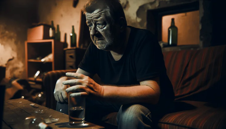 A person holding a glass of water and a glass of alcohol, symbolizing the choice to stop drinking