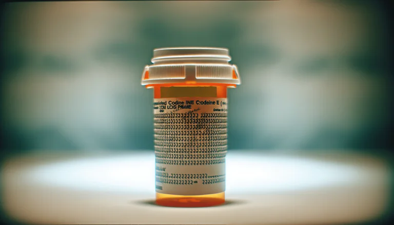 Codeine tablets in a prescription bottle