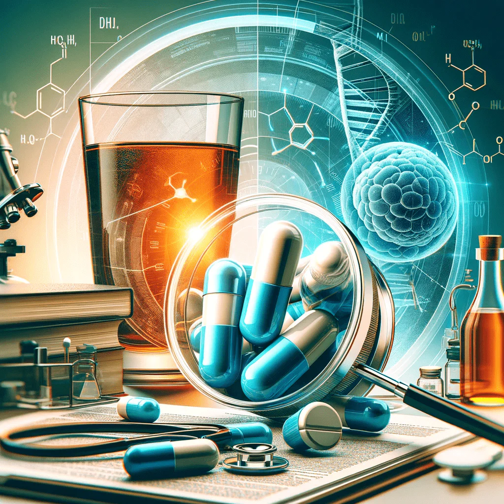 A composite image representing the theme ‘Co-Amoxiclav and Alcohol_ An In-Depth Analysis-min A composite image representing the theme 'Co-Amoxiclav and Alcohol_ An In-Depth Analysis