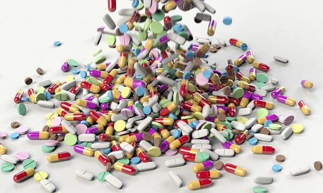 Pills falling from above