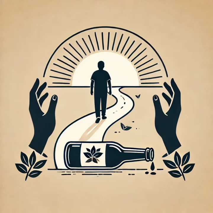 A simple and clear image depicting overcoming alcohol addiction Overcoming addiction