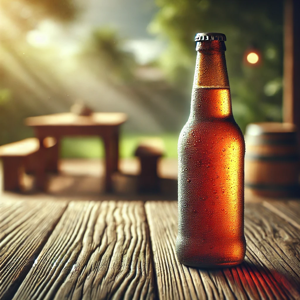 Beer bottle on a table