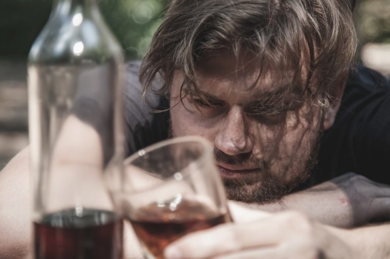 Addiction shown with alcohol