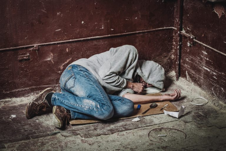Individual on the ground after smoking crack