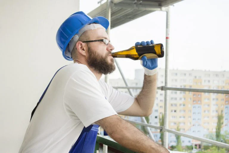 Alcohol being drank by a construction worker