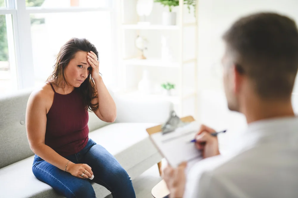 A,Woman,With,Psychologist,Theraphy,Social,Problems,Concept,Drug,Addiction Private Ketamine Addiction treatment taking place