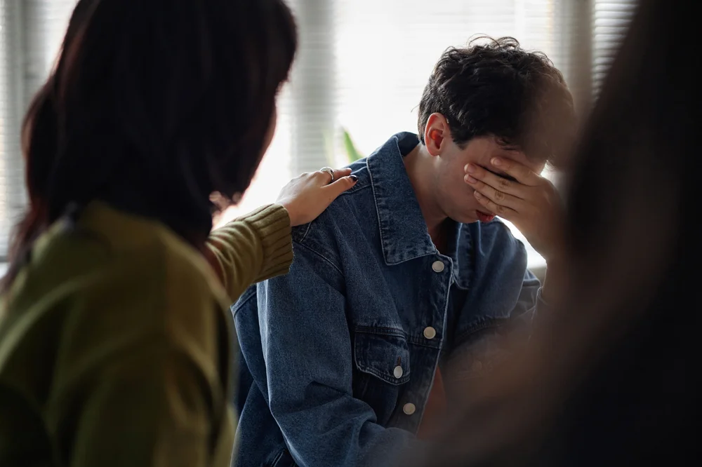 Young man in an alcohol intervention